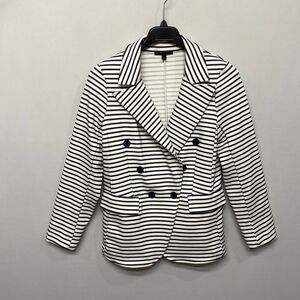 Banana Republic Women Pique Knit Blazer Jacket Size Large Stripes M233 -11